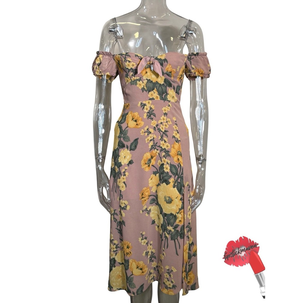 Reformation Kenzi Dress Women 4‎ Pink Floral Midi Whimsical
